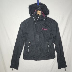 Bench Ladies Hidden Hood Black And Pink Jacket Size XS